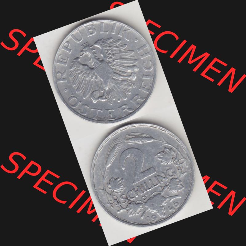 Münzen Österreich Umlaufmünze 1946-1952, 2 Schilling 1946, Münze aus Österreich mit Münzseiten Vertikal / Untereinander auf einen Bild für Mobile-Geräte... Sammlung