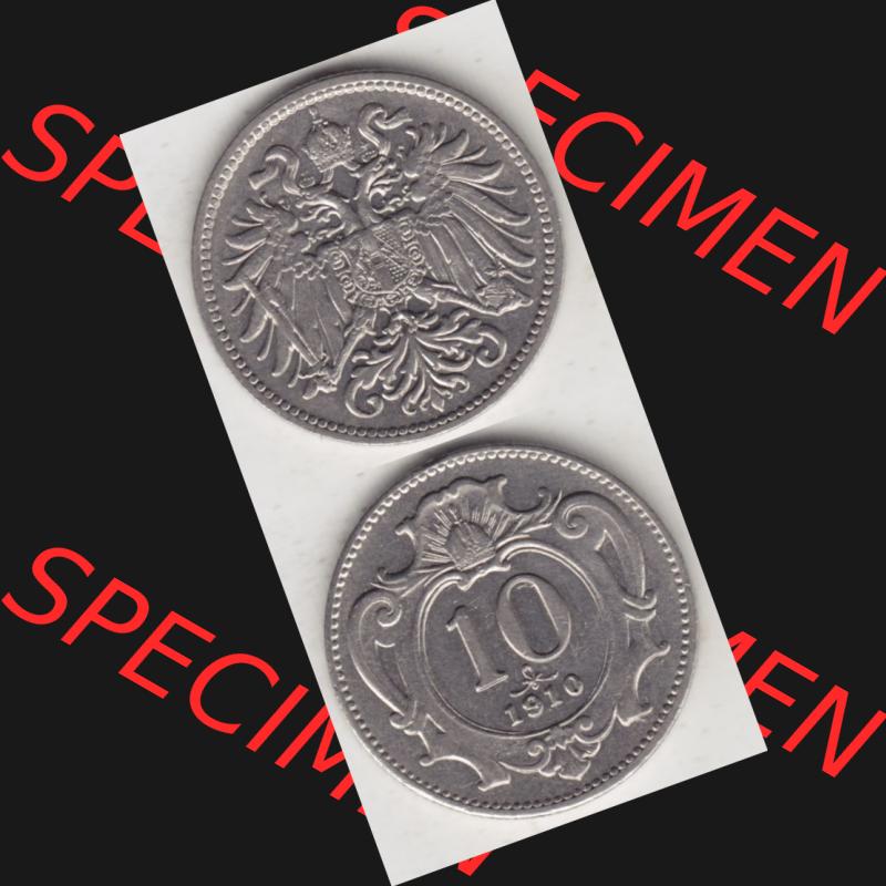 Münzen Österreich Umlaufmünze 1892-1911, 10 Heller 1910, Münze aus Österreich mit Münzseiten Vertikal / Untereinander auf einen Bild für Mobile-Geräte... Sammlung