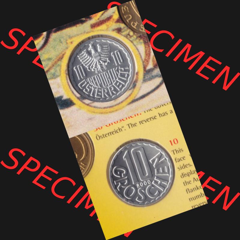 Münzen Österreich Umlaufmünze 1951-2001, 10 Groschen 2000, Münze aus Österreich mit Münzseiten Vertikal / Untereinander auf einen Bild für Mobile-Geräte... Sammlung