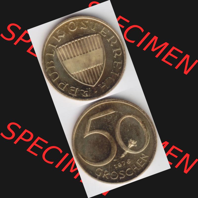 Münzen Österreich Umlaufmünze 1959-2001, 50 Groschen 1976, Münze aus Österreich mit Münzseiten Vertikal / Untereinander auf einen Bild für Mobile-Geräte... Sammlung
