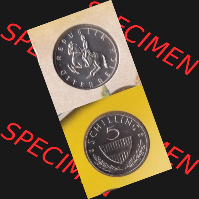 Münzen Österreich Umlaufmünze 1968-2001, 5 Schilling 2000, Münze aus Österreich mit Münzseiten Vertikal / Untereinander auf einen Bild für Mobile-Geräte... Sammlung