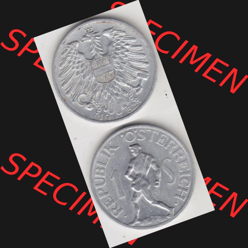 Münzen Österreich Umlaufmünze 1946-1957, 1 Schilling 1952, Münze aus Österreich mit Münzseiten Vertikal / Untereinander auf einen Bild für Mobile-Geräte... Sammlung