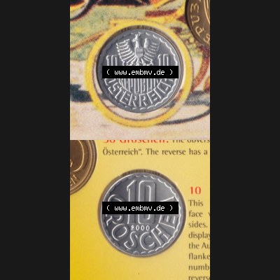Münzen Österreich Umlaufmünze 1951-2001, 10 Groschen 2000, Münze aus Österreich mit Münzseiten Vertikal / Untereinander auf einen Bild für Mobile-Geräte... Sammlung