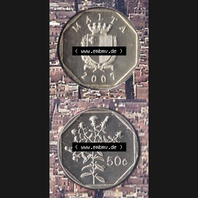 Münzen Malta Umlaufmünze 1991-2007, 50 Cent 2007, Münzseiten Vertikal / Untereinander für Mobile-Geräte als Bildmaterial Sammlung