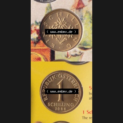 Münzen Österreich Umlaufmünze 1959-2001, 1 Schilling 2000, Münze aus Österreich mit Münzseiten Vertikal / Untereinander auf einen Bild für Mobile-Geräte... Sammlung