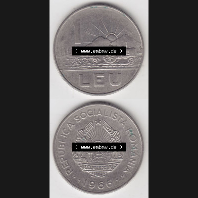 Münzen Rumänien Umlaufmünze 1966-1966, 1 Leu Kursmünze, Münzseiten Vertikal für Mobile-Geräte als Bildmaterial Sammlung
