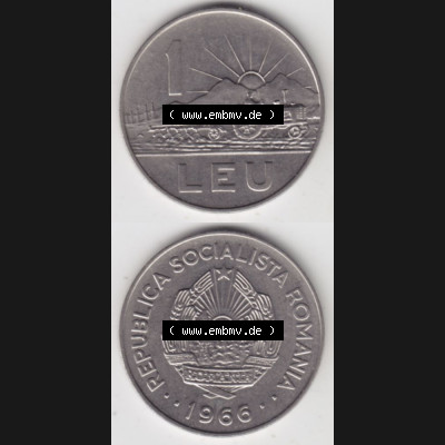 Münzen Rumänien Umlaufmünze 1966-1966, 1 Leu, Münzseiten Vertikal für Mobile-Geräte als Bildmaterial Sammlung