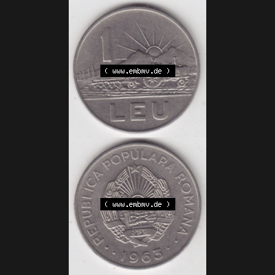 Münzen Rumänien Umlaufmünze 1963-1963, 1 Leu, Münzseiten Vertikal für Mobile-Geräte als Bildmaterial Sammlung