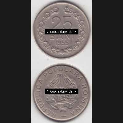 Münzen Rumänien Umlaufmünze 1955-1955, 25 Bani, Münzseiten Vertikal für Mobile-Geräte als Bildmaterial Sammlung