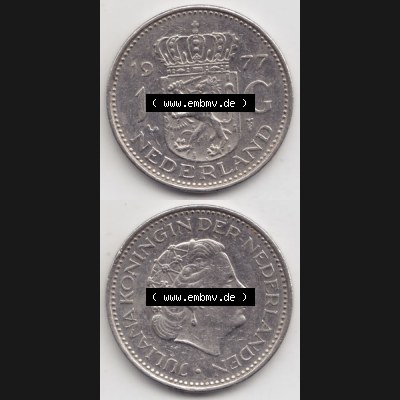 Münzen Niederlande Umlaufmünze 1967-1980, 1 Gulden 1977, Münzseiten Vertikal / Untereinander für Mobile-Geräte als Bildmaterial Sammlung