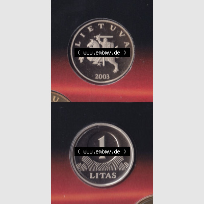 Münzen Litauen Umlaufmünze 1997-2014, 1 Litas 2003, Münzseiten Vertikal für Mobile-Geräte als Bildmaterial Sammlung