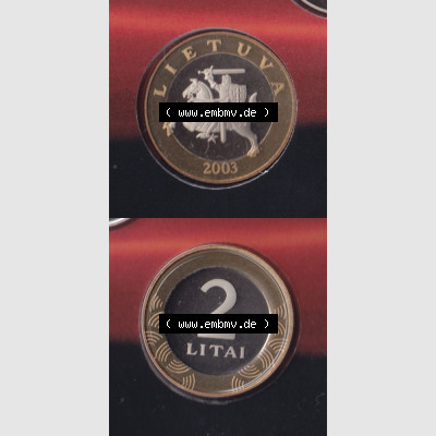 Münzen Litauen Umlaufmünze 1998-2014, 2 Litai 2003, Münzseiten Vertikal für Mobile-Geräte als Bildmaterial Sammlung