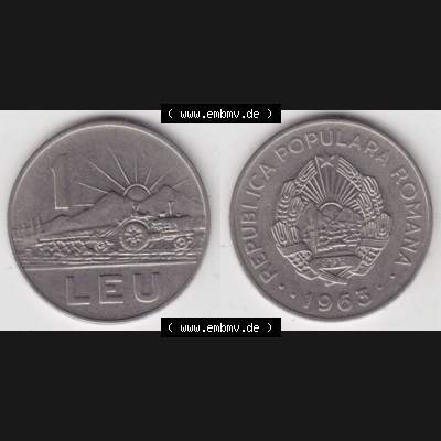 Münzen Rumänien Umlaufmünze 1963-1963, 1 Leu, Bild mit horizontaler Vollansicht als Bildmaterial Sammlung