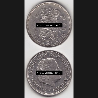 Münzen Niederlande Umlaufmünze 1967-1980, 1 Gulden 1970, Münzseiten Vertikal / Untereinander für Mobile-Geräte als Bildmaterial Sammlung