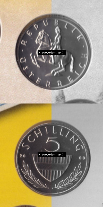 Münzen Österreich Umlaufmünze 1968-2001, 5 Schilling 2000, Münze aus Österreich -.-.- Sammlung