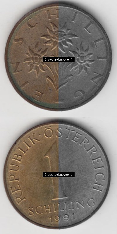 Münzen Österreich Umlaufmünze 1959-2001, 1 Schilling 1991 I., Münze aus Österreich -.-.- Sammlung
