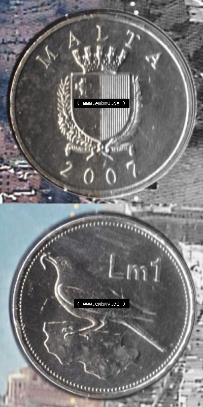 Münzen Malta Umlaufmünze 1991-2007, 1 Lira, Lm 2007, Münzseiten Vertikal / Untereinander für Mobile-Geräte als Bildmaterial Sammlung