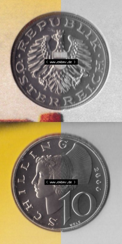 Münzen Österreich Umlaufmünze 1974-2001, 10 Schilling 2000, Münze aus Österreich -.-.- Sammlung