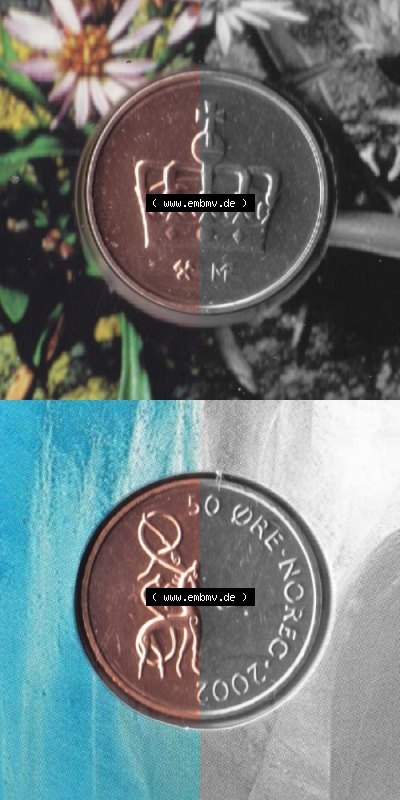Münzen Norwegen Umlaufmünze 1986-2011, 50 Öre 2002, Münze aus Norwegen aus Münzensatz mit Münzseiten Vertikal / Untereinander... Sammlung