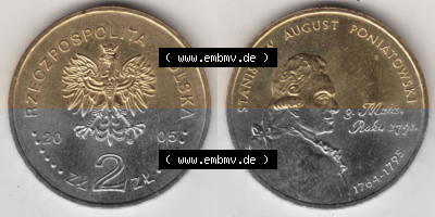 2 Zloty, Stanisław August Poniatowski, Polnische Münze Sammlung