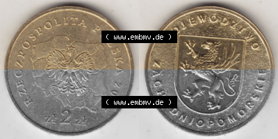 2 Zloty, Województwo Zachodniopomorskie, Polnische Münze Sammlung