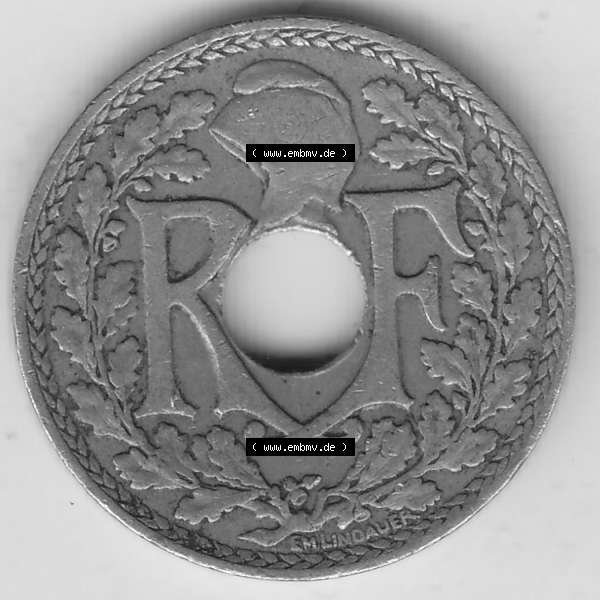Grau bzw. s/w Münzen Frankreich Umlaufmünze Einzelansicht 1917-1938, 10 Centimes, RF - Frankreich 10 CMES EGALITÉ FRATERNITÉ LIBERTÉ 1931-1. Vorderseite der alten französischen... Sammlung Graustufen