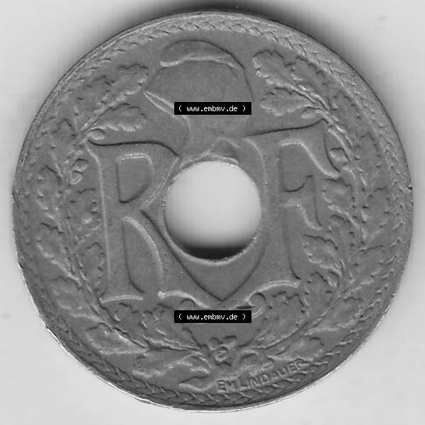 Grau bzw. s/w Münzen Frankreich Umlaufmünze Einzelansicht 1917-1938, 10 Centimes, RF - Frankreich 10 CMES EGALITÉ FRATERNITÉ LIBERTÉ 1923-1. Vorderseite der alten französischen... Sammlung Graustufen