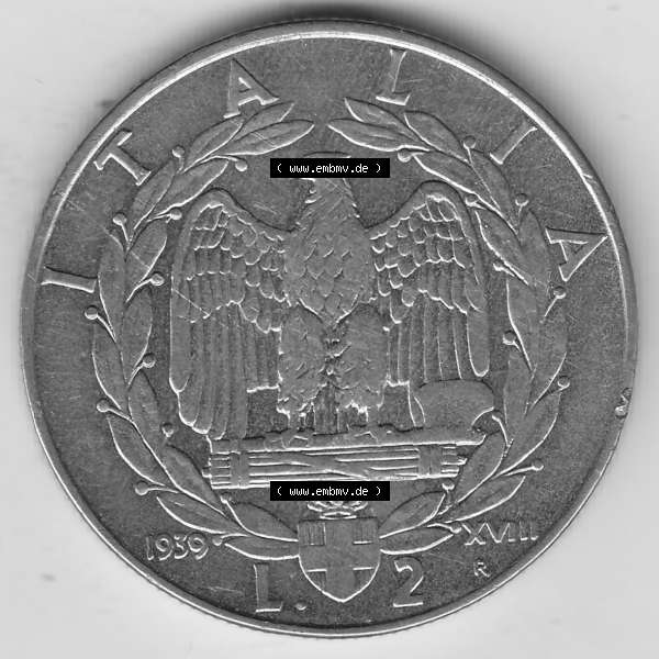 Grau bzw. s/w Alte Münzen KMS Italien / Italia, Kursmünzensatz - Zusammenstellung 1908-1943, mit Münze 1939-1943, 2 Lire, Lira, Viktor Emanuael III., G ROMAGNOLI... Sammlung Graustufen