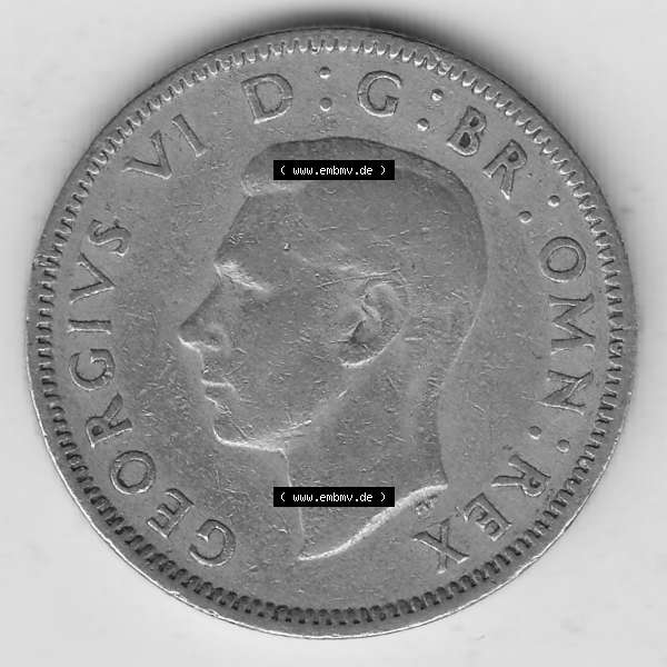 Grau bzw. s/w Münzen Großbritannien Umlaufmünze 1947-1948, 1 Schilling - One Shilling 1947-2 Sitzender Löwe auf Krone. Vorderseite der alten britischen Münze aus Großbritannien... Sammlung Graustufen