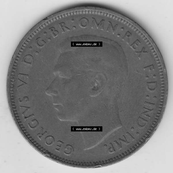 Grau bzw. s/w Münzen Großbritannien Umlaufmünze 1937-1948. 1 One Penny 1948-1, George VI, GEORGIVS VI DGBROMNREX FDINDIMP. HP. Vorderseite der alten britischen Münze... Sammlung Graustufen