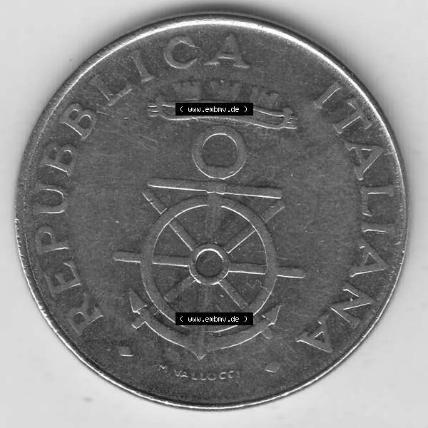 Grau bzw. s/w Bildmaterial von Münzen aus Italien / Italia Gedenkmünzen 1981-1981, 100 Lire, 100. Jahrestag der Gründung der Marineakademie in Livorno (1881-1981)-1.... Sammlung Graustufen