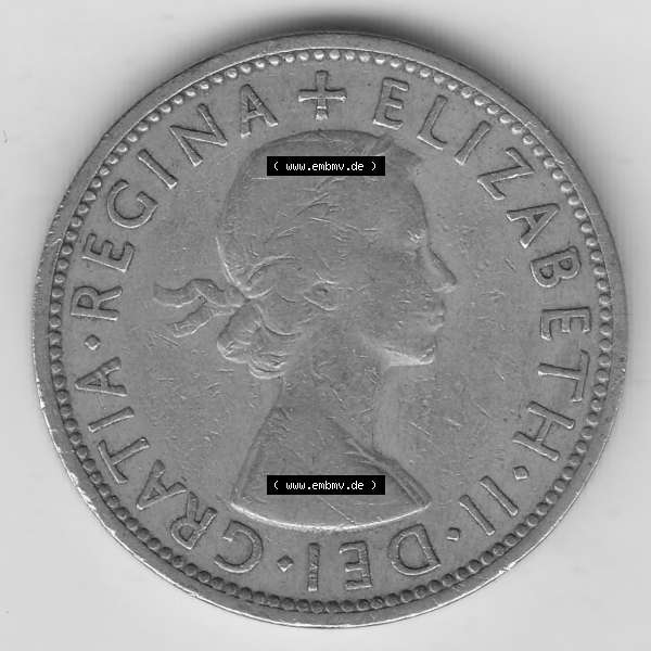 Grau bzw. s/w Münzen Großbritannien Umlaufmünze 1954-1970, 2 Schilling - Shillings 1954-1 (1) Sammlung Graustufen