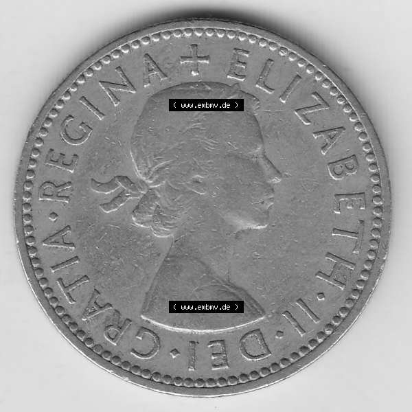 Grau bzw. s/w Münzen Großbritannien Umlaufmünze 1954-1970, 1 Schilling - Shilling, 1956-1 Wappen mit einen Löwen (1) Sammlung Graustufen