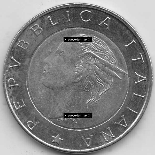 Grau bzw. s/w Bildmaterial von Münzen aus Italien / Italia Gedenkmünzen 1998-1998, 500 Lire, 20 Jahre Internationaler Fonds für die landwirtschaftliche Entwicklung (1978-1998)-1.... Sammlung Graustufen
