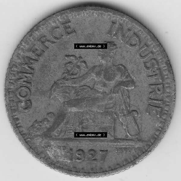 Grau bzw. s/w Münzen Frankreich Umlaufmünze 1920-1927, 1 Franken BON POUR 1 FRANC 1927. Vorderseite der alten französischen Umlaufmünze aus Frankreich in der Francs-Währung zum... Sammlung Graustufen
