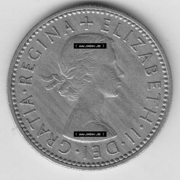 Grau bzw. s/w Münzen Großbritannien Umlaufmünze 1954-1970, 1 Schilling - Shilling, 1957-1 Wappen mit 3 Löwen (1) Sammlung Graustufen
