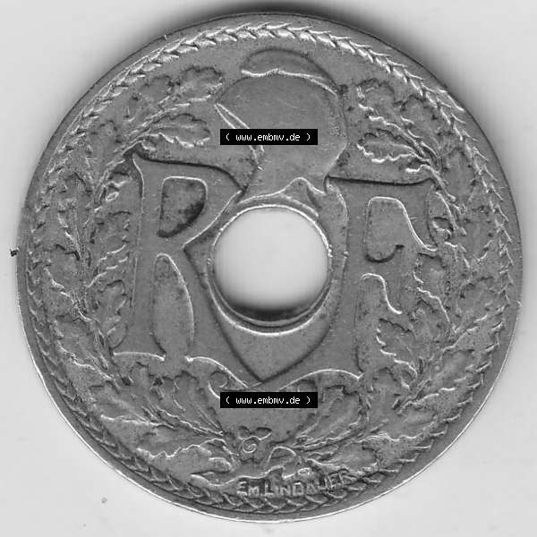 Grau bzw. s/w Münzen Frankreich Umlaufmünze 1917-1937, 25 Cmes, Centimes 1919-1 LIBERTE EGALITE FRATERNITE (1) Sammlung Graustufen