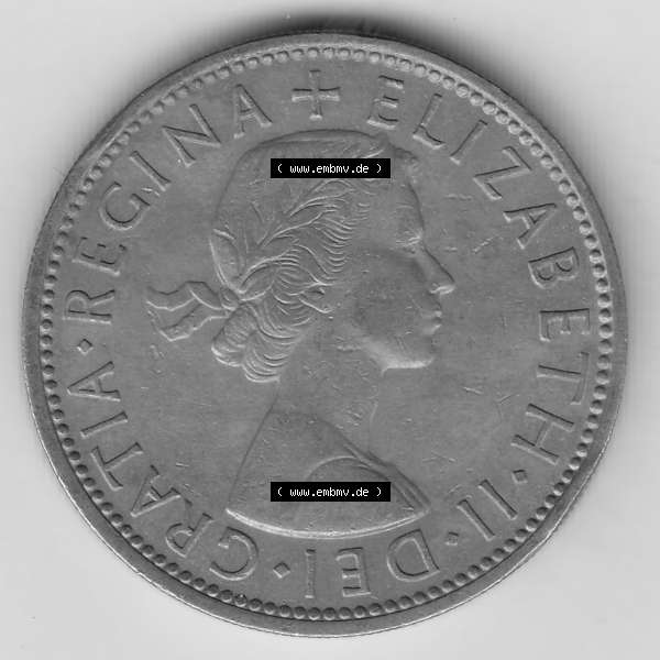 Grau bzw. s/w Münzen Großbritannien Umlaufmünze 1954-1970, 2 Schilling - Shillings 1954-2 (1) Sammlung Graustufen