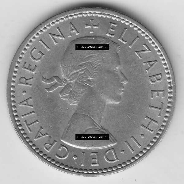 Grau bzw. s/w Münzen Großbritannien Umlaufmünze 1954-1970, 1 Schilling - Shilling, 1965-1 Wappen mit 3 Löwen (1) Sammlung Graustufen