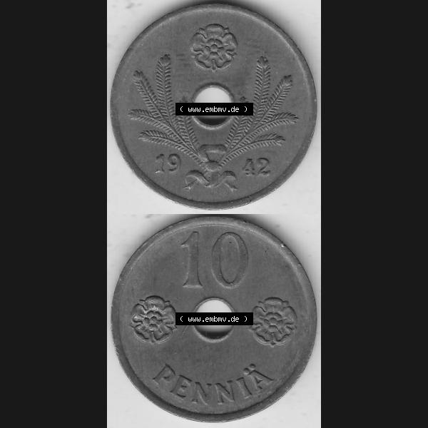 Grau bzw. s/w Alte Münzen KMS Finnland, Kursmünzensatz 1941-1943, 10 Penny, Penniä Kupfer 1942-1 . Digitales Bild / Bildmaterial für IPhone und Mobil-Geräte mit... Sammlung Graustufen