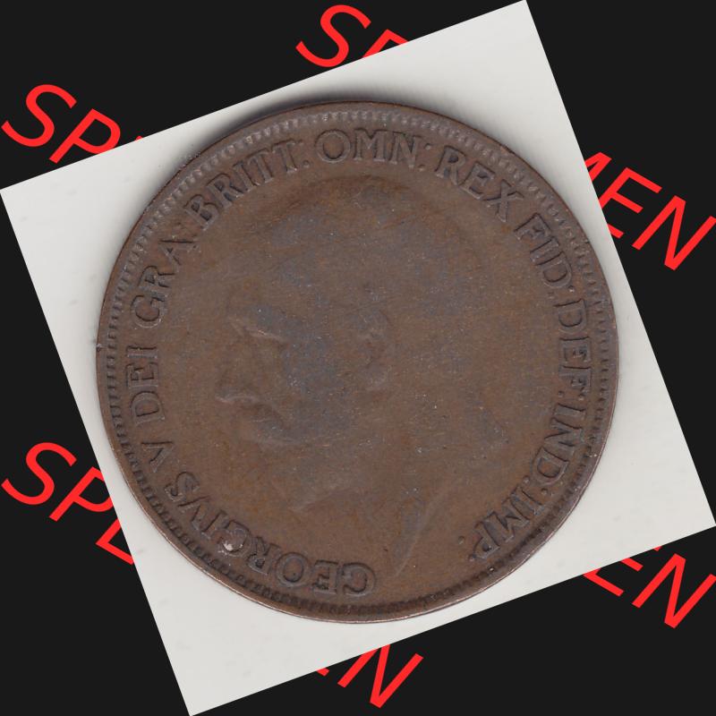 Münzen Großbritannien Umlaufmünze 1927-1927, 1 One Penny, 1927-2, George V, BM GEORGIVS V DEI GRABRITTOMNREX FIDDEFINDIMP. Vorderseite der alten britischen... Sammlung