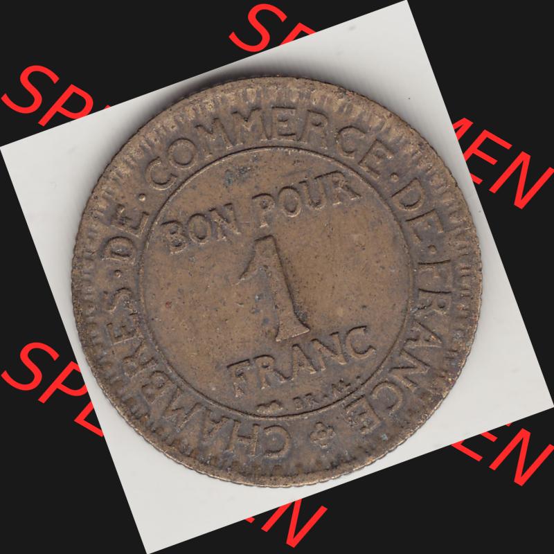 Münzen Frankreich Umlaufmünze 1920-1927, 1 Franken BON POUR 1 FRANC 1927. Rückseite der alten französischen Umlaufmünze aus Frankreich in der Francs-Währung zum... Sammlung