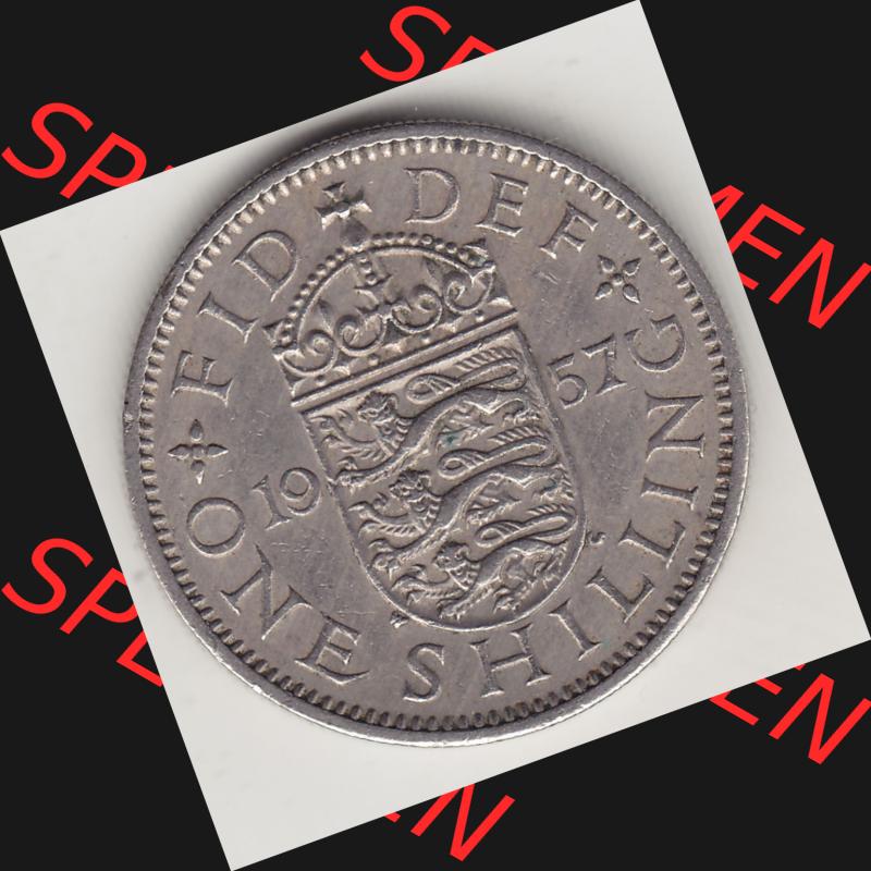 Münzen Großbritannien Umlaufmünze 1954-1970, 1 Schilling - Shilling, 1957-1 Wappen mit 3 Löwen (2) Sammlung