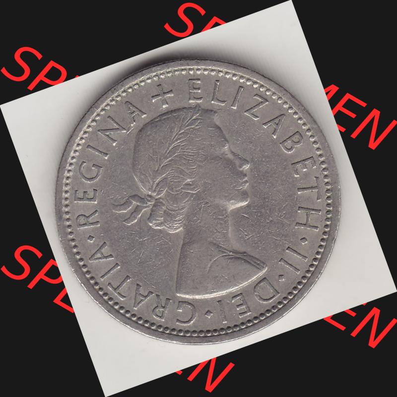 Münzen Großbritannien Umlaufmünze 1954-1970, 2 Schilling - Shillings 1966-6. Vorderseite der alten britischen Münze aus Großbritannien zum katalogisieren und verwalten... Sammlung