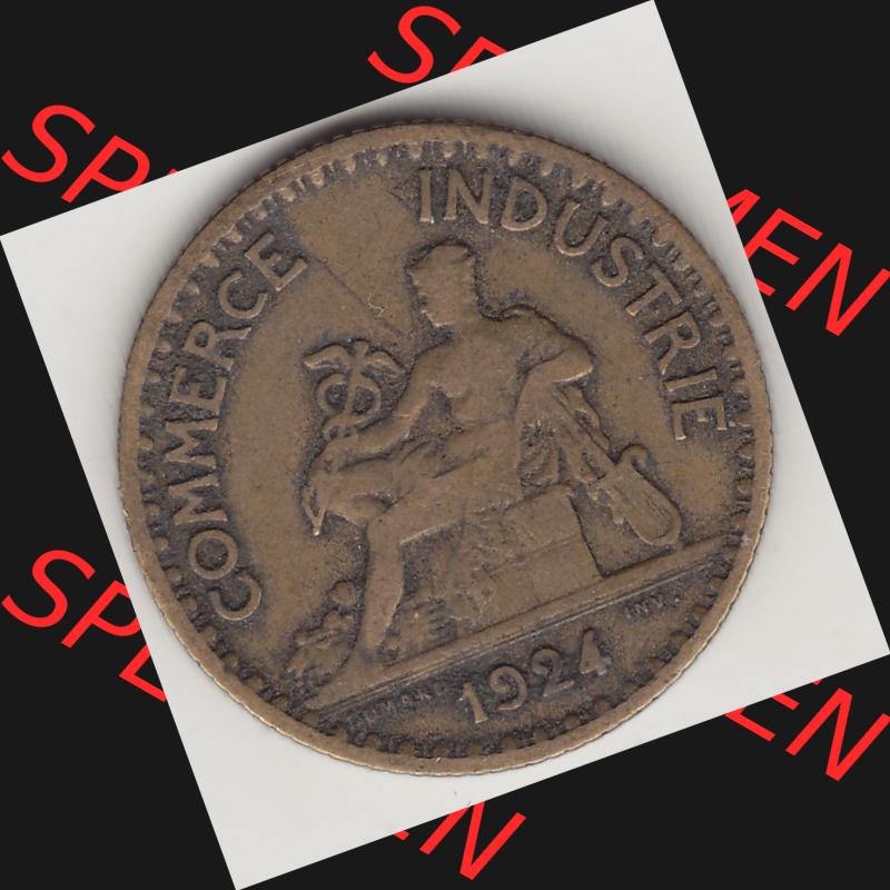 Münzen Frankreich Umlaufmünze 1920-1927, 1 Franken BON POUR 1 FRANC 1924-1. Vorderseite der alten französischen Umlaufmünze aus Frankreich in der Francs-Währung zum... Sammlung