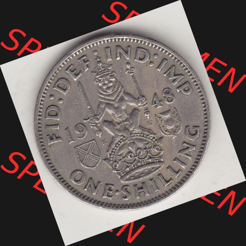Münzen Großbritannien Umlaufmünze 1947-1948, 1 Schilling - One Shillings 1948-1 Sitzender Löwe auf Krone. Rückseite der alten britischen Münze aus Großbritannien... Sammlung