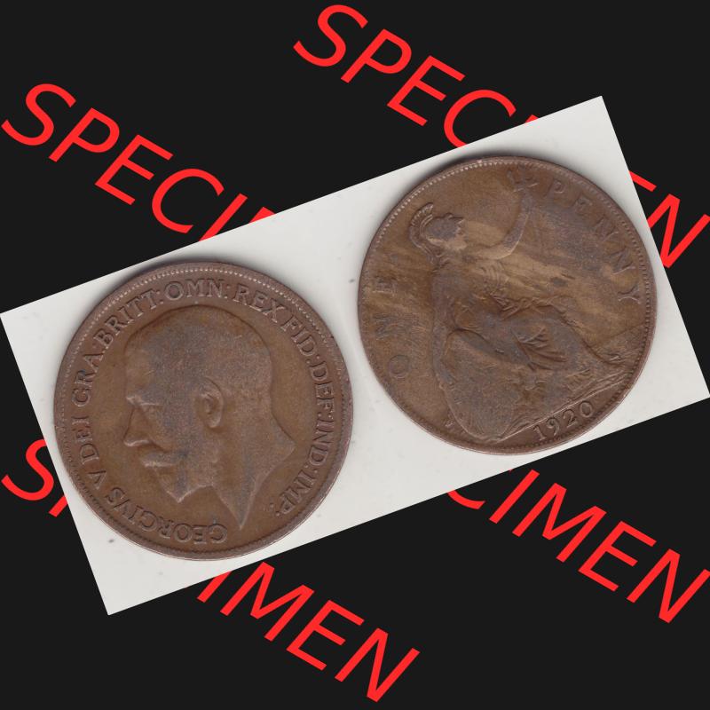 Münzen Großbritannien Umlaufmünze 1911-1926, 1 One Penny, 1920-1, George V, B.M. GEORGIVS V DEI GRABRITTOMNREX FIDDEFINDIMP. Vorderseite und... Sammlung