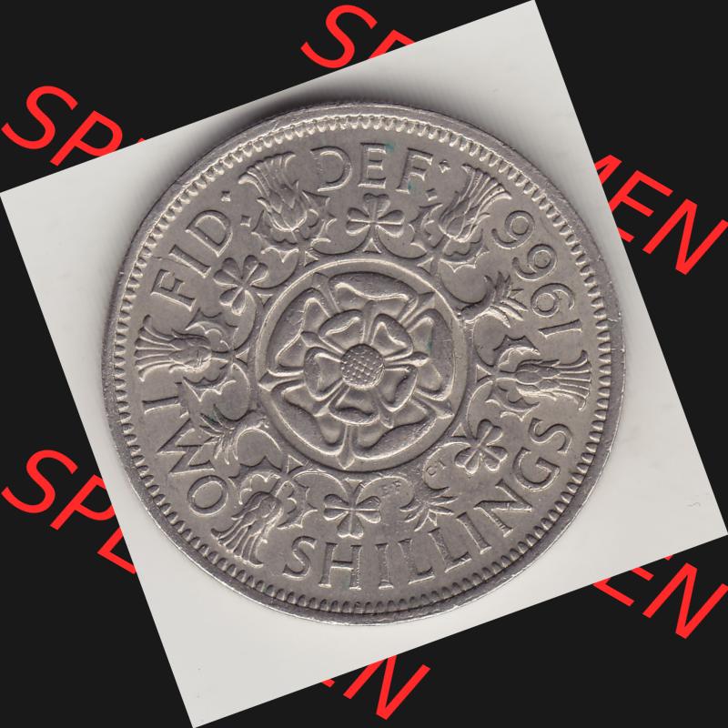 Münzen Großbritannien Umlaufmünze 1954-1970, 2 Schilling - Shillings 1966-1. Rückseite der alten britischen Münze aus Großbritannien zum katalogisieren und... Sammlung