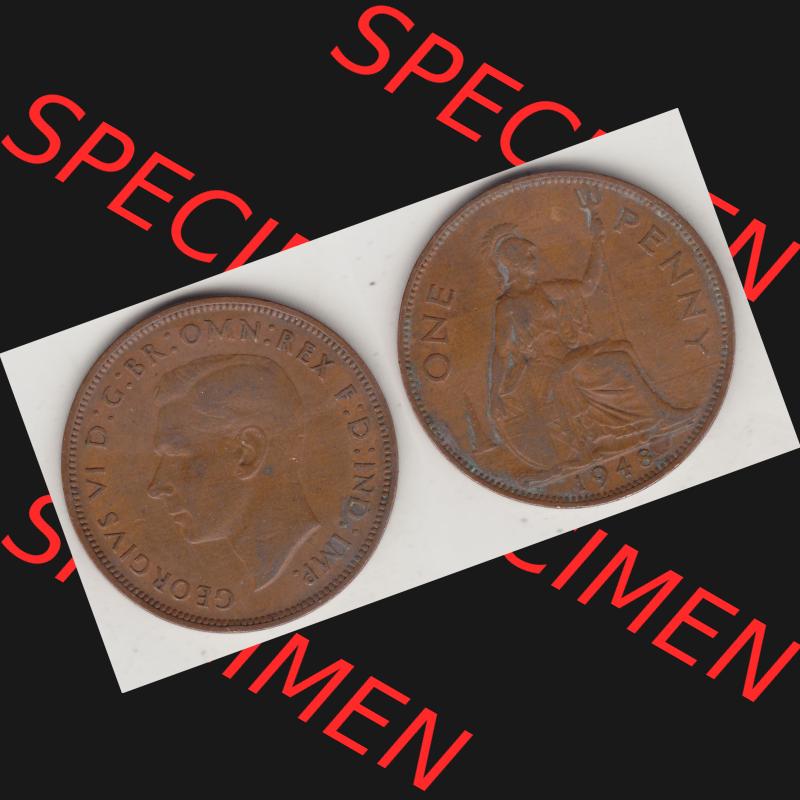 Münzen Großbritannien Umlaufmünze 1937-1948. 1 One Penny 1948-2, George VI, GEORGIVS VI DGBROMNREX FDINDIMP. HP. Vorderseite und Rückseite horizontal... Sammlung