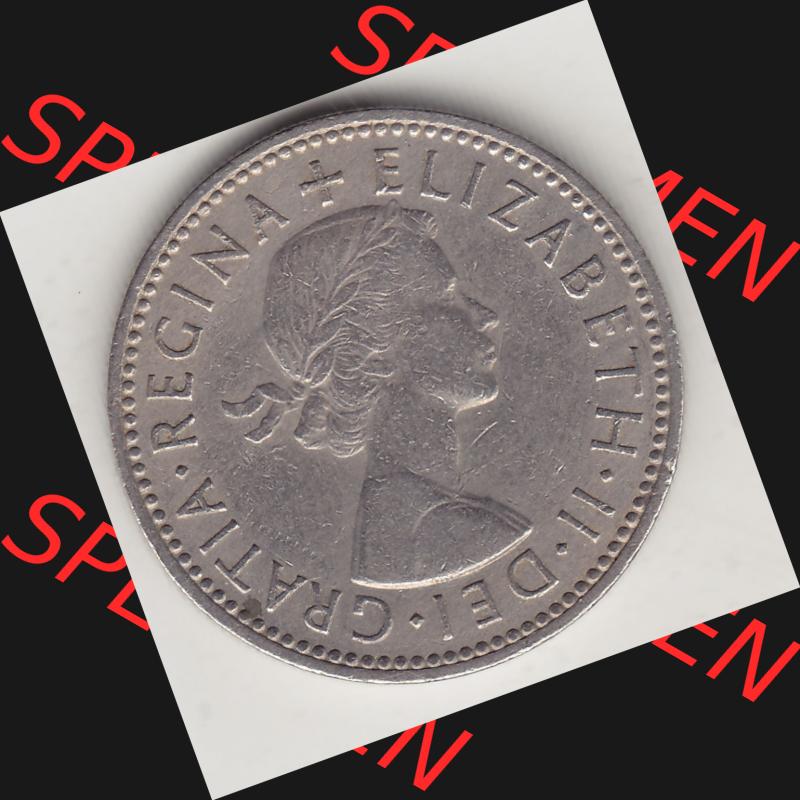 Münzen Großbritannien Umlaufmünze 1954-1970, 1 Schilling - One Shilling, 1955-1 Wappen mit einen Löwen. Vorderseite der alten britischen Münze aus Großbritannien... Sammlung